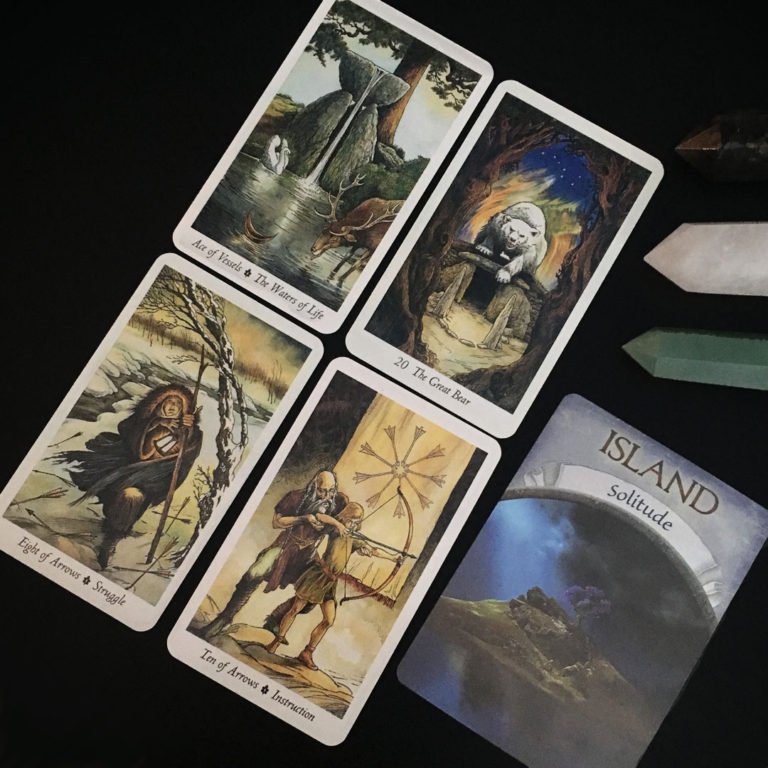 tarot cards and crystals