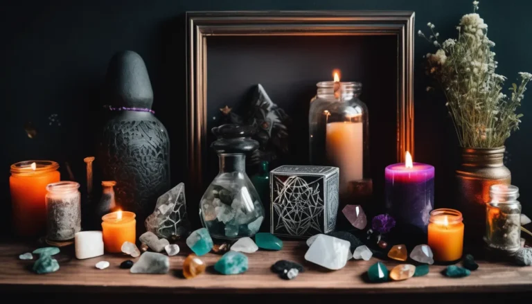 crystal magic display on altar